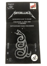 Concert Ticket Metallica Nowhere Else to Roam Paris France 1993