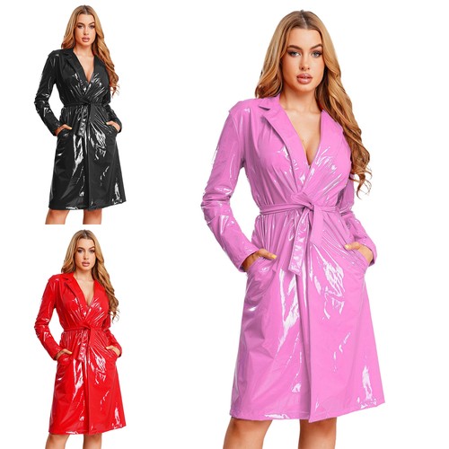 Women overcoat pvc coats shiny - women,