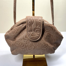 Embossed Tan Leather Croissant