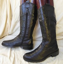 bottes plates italiennes reptile python serpent cuir noir T 36 PARFAIT ETAT