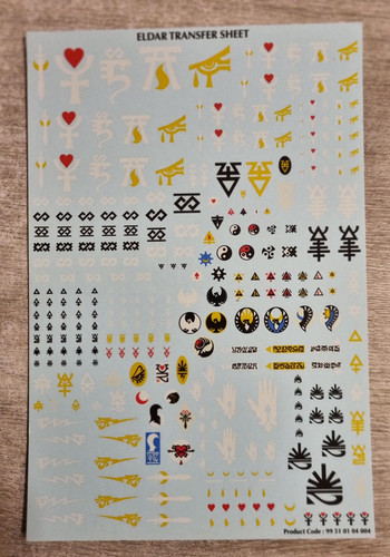 Warhammer eldar transfer sheet - eldar,