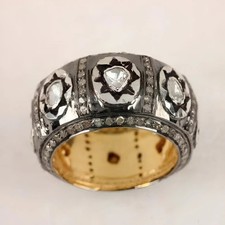Bague Jonc Pave & Polki