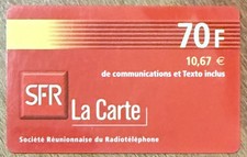 LA RÉUNION SFR LA CARTE 70F RECHARGE GSM TELECARTE SCHEDA PHONE CARD CARTA KARTA