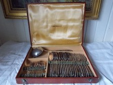 Ménagère 35 couverts 1 louche METAL ARGENTE CHROMALUX Boite 3 Poinçons 84 GR