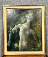 Nelly Gall 1966 : Grand tableau contemporain figurant un nu féminin