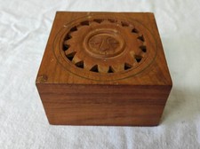 Ancienne Boite, Coffret en bois Teck 10 x 10cm Nateco