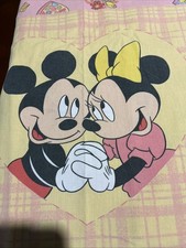 Ancien Drap Plat Disney Mickey Minnie Couture Tissu Upcycling Vintage 