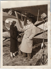 France, Le Bourget, Portrait de Maryse Bastié et André Baugé, Vintage press silv