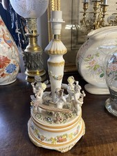 Pied de Lampe en Biscuit constitué d’un groupe de Anges Musiciens