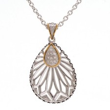 Andrea Candela 18k Or & Argent Diamant Vintage Style Câble Pendentif ACP290/13