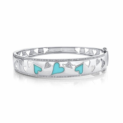 14k blanc turquoise diamant - blanc,
