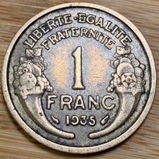 PIECE 1 FRANCS MORLON 1935 BRONZE ALUMINIUM (1200) RECHERCHÉE