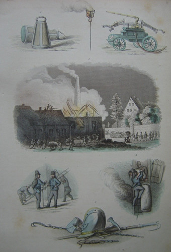 Gravure pompiers soldat feu - gravure,