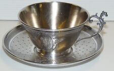 -TASSE et SOUCOUPE ARGENT XIXe Intérieur Vermeil Poinçon MINERVE ANSE CHIMERE