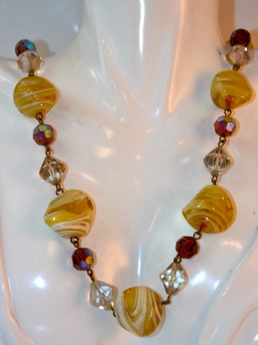 Collier vintage verre art - vintage,