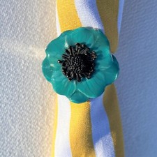 Taratata - Bague ajustable - fleur - bleu - Ring signed - blue flower  