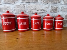 SERIE POTS EPICES  ANCIENS EMAILLÉES ROUGE   / NO Cafetiere / JARS  enameLware