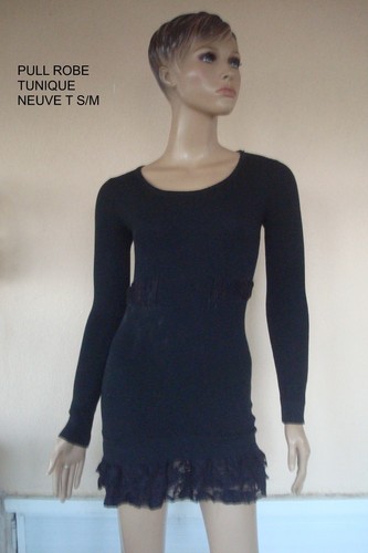 Robe tunique pull noire neuve - robe,