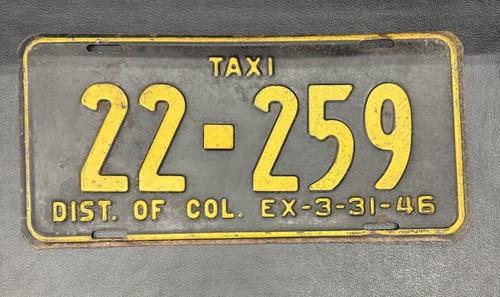 Rare washington 1946 taxi - rare, dc