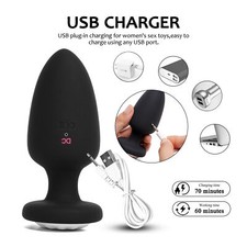 Vibromasseur plug anal wings lumineux vibrant télécommandé Noir USB homme femme