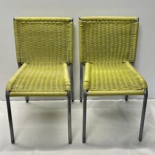 Paire de chaises fauteuils scoubidou enfant vert design, vintage, loft, 70’