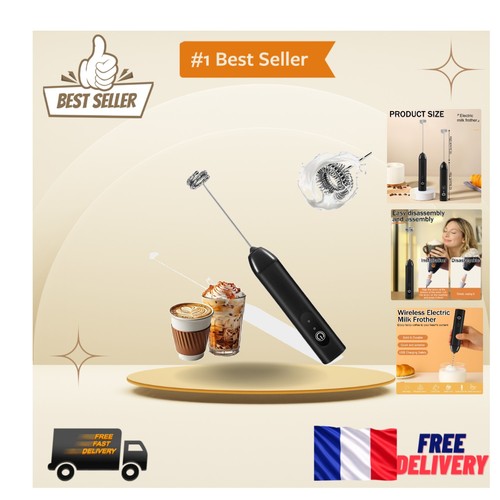 Mousseur lait noir acier - noir, en