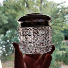 Ancien Pot Cristal De Baccarat Couvercle En Métal Argenté