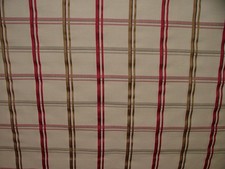 Romo Quincey Groseille Rouge Coton Tissé Carreaux Tissu Tapisserie Rideau Usage