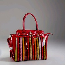 Bellissima " Sacs " Sac à Main / Cross Dames Bag Red Paten Rayé Nuanced Neuf Tag