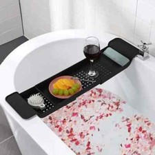 Plateau de Baignoire Extensible 56-78CM Tablette Salle de Bain Polyvalente Noir