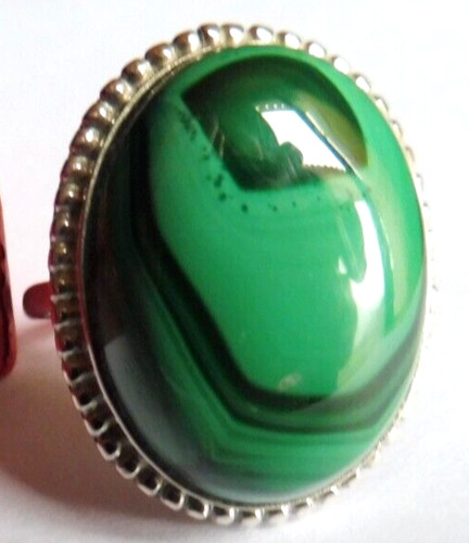 Bague malachite naturelle - en,
