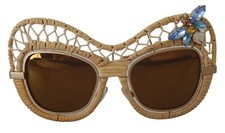 Lunettes Dolce & Gabbana DG2159B Beige Or Paille Papillon Cristaux 3130USD