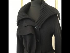 Superbe Manteau  Noir Femme Laine Bouillie « Le Petit Baigneur »