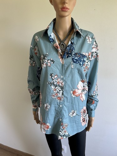 Chemise turquoise fleurie - chemise,