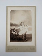 ancienne photo CDV petite fille avec poussette Boutreux Moreau Vihiers 49