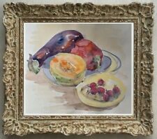 ELISABETH HAHN (1924-2021) SUPERBE NATURE MORTE AU MELON RADIS POIVRON (667)