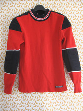Pullover Dave Mac Rouge Pull Ski 80'S Vintage Polyamide Made in England - S