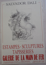 AFFICHE SALVADOR DALI CHEVAUX GALERIE LA MAIN DE FER PERPIGNAN ESTAMPES SCULTURE