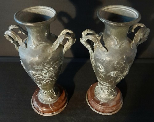Paire vases étain - étain,