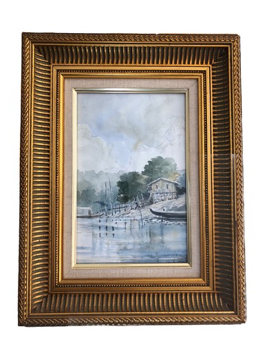 Aquarelle village bord - aquarelle,