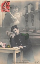 CP PATRIOTIQUE MILITAIRE LETTRE REVE FIANCEE - ENCRIER ROSES - 33252