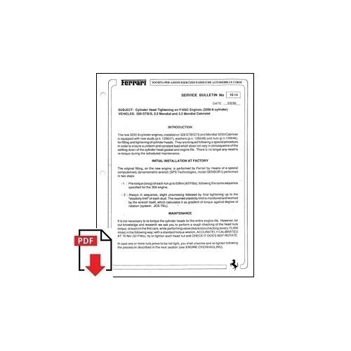 1986 ferrari service - service, bulletin