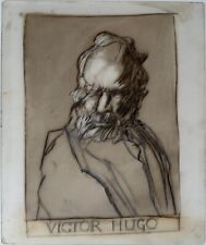 Claude WEISBUCH Dessin original crayon sur feuille acétate Victor HUGO 1990