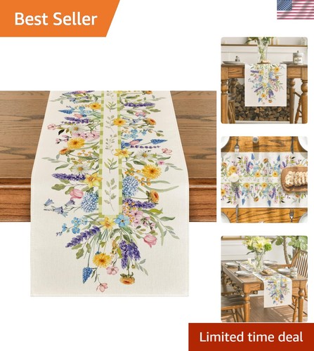 Vibrant floral table - table, runner