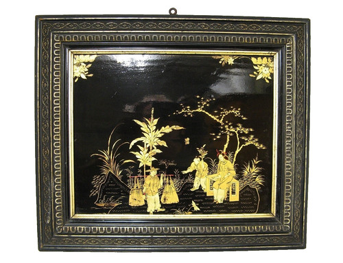 Panneau laque chine or - de, et