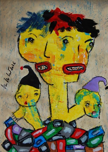 Art brut sur papier 42x49 - ,4, cm