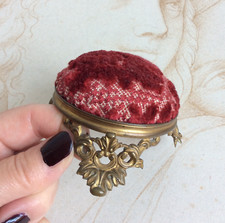 Ancien Pique Aiguilles Epingles Laiton et Velours Mercerie Couture