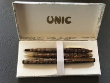 rare parure set UNIC stylo + criterium + plume antique pen ART DECO NOUVEAU