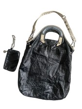Vintage Stella McCartney Tote + Pouch Black Vegan Patent Leather