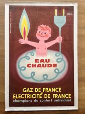 Affiche originale « Eau chaude  » - Hervé Morvan - années 60